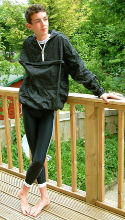 Swimsuit with anorak windbreaker